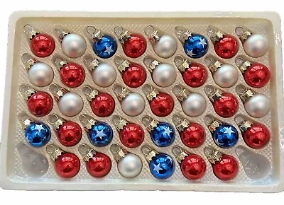 LOT  38-Mini Mercury Glass Ornaments Patriotic Stars Red White Blue American • $15