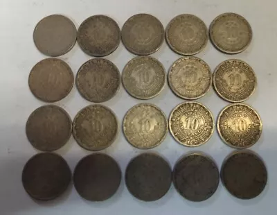 OLD MEXICAN COIN LOT - 1936-1946 - 20 Coins - 10 CENTAVOS - Lot #G • $24.99