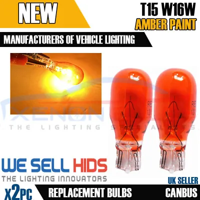 2 X 921A 12V 18W Amber Capless Indicator ORANGE Wedge T15 Light Bulbs W2.1x9.5D • £2.95