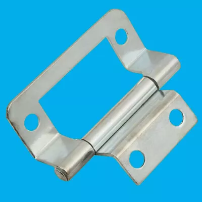 2x 50mm Silver BZP Semi Concealed Double Cranked Flush Cabinet Hinge Door • £4.48