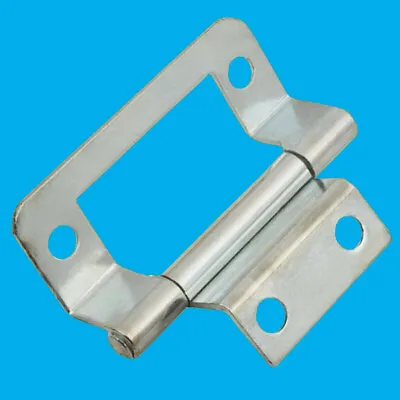 6x 50mm Silver BZP Semi Concealed Double Cranked Flush Cabinet Hinge Door • £9.98