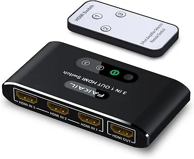 Aluminum 3 In 1 Out HDMI Switch With Remote Supports 4K 30Hz 3D Ultra HD Blu-Ray • $11.99