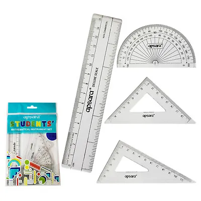 Mathematical Geometry Instrument Set Quality Protractor Set Squares Ruler Sets • £3.49