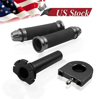 7/8  22mm Motorcycle Handlebar Bike Hand Grip Throttle CNC Twist Tube BLACK • $14.99