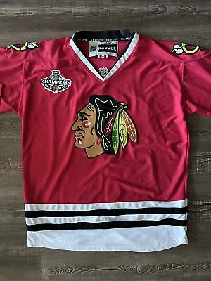 Reebok Chicago Blackhawks Marian Hossa Stanley Cup Jersey Mens Size 52 Large • $49.99