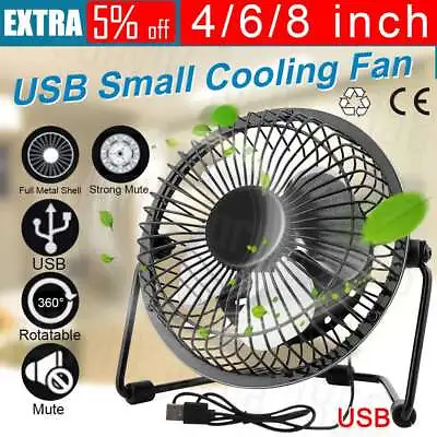 $4.90 • Buy 4/6/8  360° Portable Desk Fan USB Mini Portable Desktop Cooling Desk Quiet Fan
