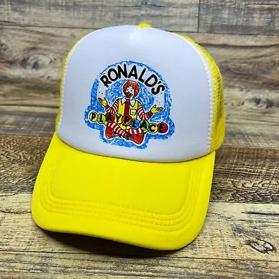 Ronalds Playplace Mens Trucker Hat Yellow Snapback 1994 McDonalds Playgound Cap • $19.99