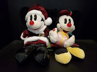 Mickey And Minnie Mouse Christmas Hand Puppets Light Up Nose • $15