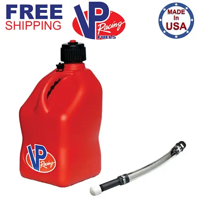 VP Racing Red 5.5 Gallon Square Utility Jug Gas Can + Deluxe Fill Hose • $43.63