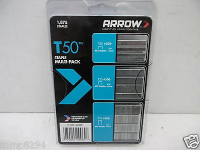 £7.30 • Buy Arrow T50  Type G Staples Multi Pack 625 Each Of 6mm 10mm & 12mm