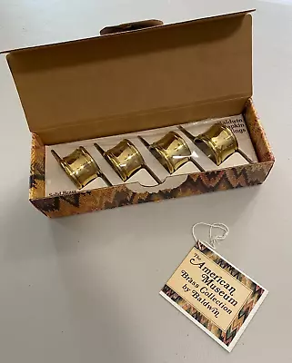 Vintage Baldwin Solid Polished Brass Napkin Rings Set Of 4 In Original Box • $20