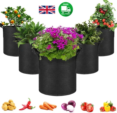 £10.50 • Buy 5-Pack 10 Gallons Non-woven Fabrics Grow Bags For Tomatoes Seed Breathable Plant