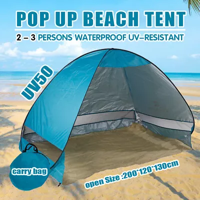 $24.99 • Buy Portable Pop Up Beach Tent Canopy UV Camping Fishing Mesh Sun Shade Shelter Blue