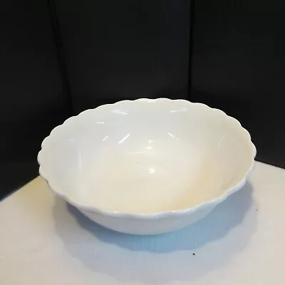 RARE! Antique WHITE MIXING BOWL HOMER LAUGHLIN White Granite Staples Scalloped • $49.85