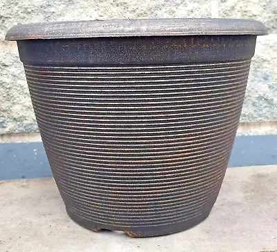£6.99 • Buy LARGE 26CM  9.9L COPPER Barrel Plant Pot Outdoor Garden Round Plastic Planter  ,