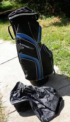 Adams Idea A70S Golf Cart Bag 14 Way Divider 7 Zipper Rain Cover Gray Black Blue • $78.95