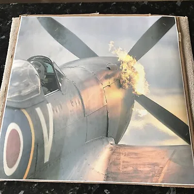 £5 • Buy RAF SPITFIRE ENGINE ON FIRE CANVAS PICTURE POSTER PRINT UNFRAMED 12 X16 