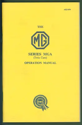 Vintage MG MGA Twin Cam Operation Manual ADK 879 • $65