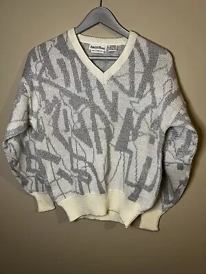 Vintage Patsy’s Place Sweater Size L Grandmacore Cream And Silver Sparkle • $10