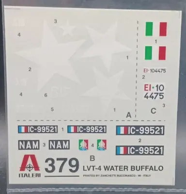 Italeri | No. 379 | 1:35 LVT-4 Water Buffalo Decals • $10