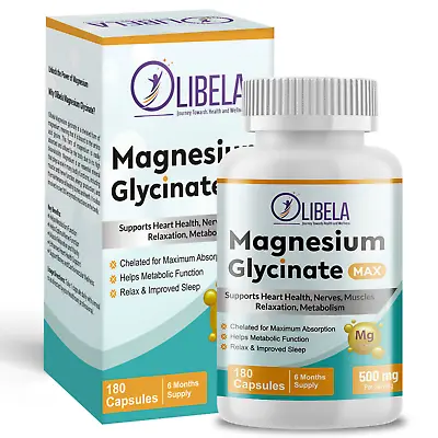 Cápsulas De Magnesio 500mg Glicenato Quelato Antiestrés Musculo Relajar Sueño • $19.97