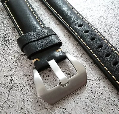 £7.95 • Buy High Quality Padded Leather Watch Strap Band 20mm 22mm 24mm Vintage Black