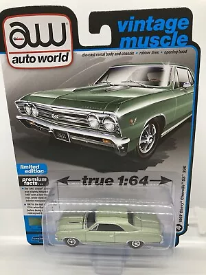 Auto World 1:64 Scale 1967 Chevy Chevelle SS 396 Rel 4 Ver B #4 Green 57605 • $8.78