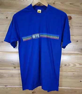 Vintage GTE Telephone T Shirt Men Size Large Velva Sheen 80s Blue • $49.99