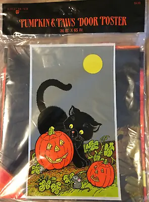 Vintage Pumpkin & Paws Halloween Plastic Door Poster 36  X 65  Amc Usa • $9.97