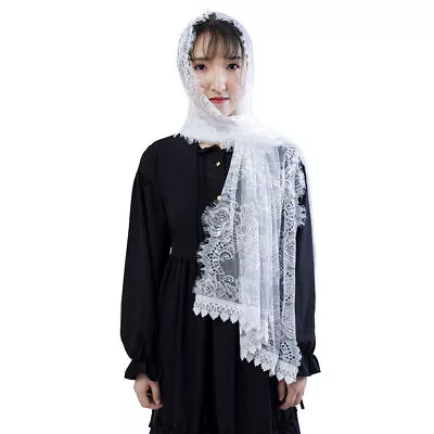 Women's Wedding Church Chapel Mantilla Lace Mass Veil Head Covering 2 Colors • £9.59