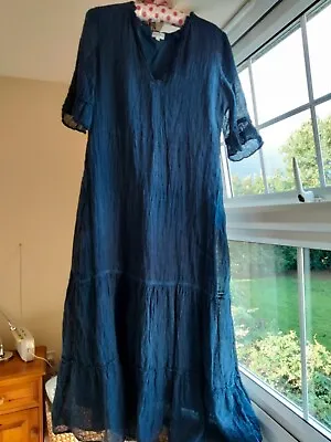 £29.99 • Buy Brora Navy Linen Summer Maxi Dress, Size 14