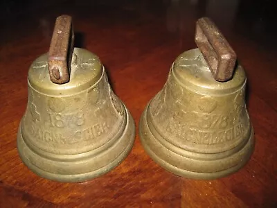 Pair Vintage Antique Brass Animal Cow Bell Saignelegier Chiantel Fondeur 1878 • $19.99