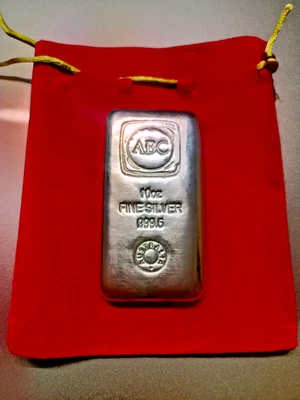 $477 • Buy 10 Oz Solid Silver Bullion Bar 999.5 Purity ABC Australia Hallmarked Brand  