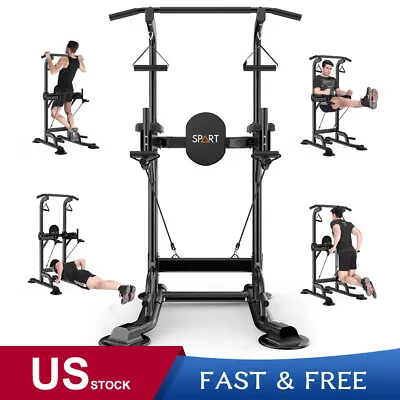 Adjustable Power Tower Pull Up Bar Dip Station For Home Gym Workout Equipment • $165.99