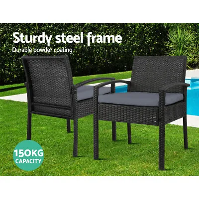 $208.71 • Buy Set Of 2 Outdoor Dining Chairs Wicker Chair Patio Garden Furniture Lounge