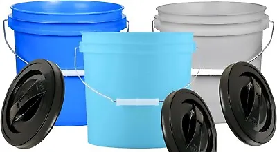 2 Gallon White Food Grade Bucket Pail With Screw On Lid 3 Colors (Pack Of 3) • $39.77