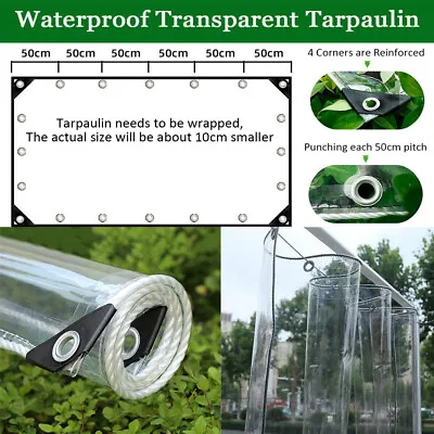 Waterproof Clear Tarp With Grommets Heavy Duty PVC Vinyl Patio Tarpaulin Cover • $19.99