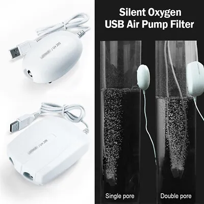 USB Silent Oxygen Increasing Air Pump Filter For Small/Medium Fish Tank Aquarium • $16.78