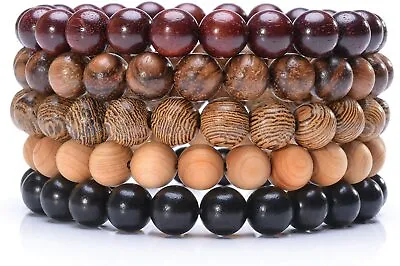 Natural Sandalwood Beaded Men Women Tibetan Mala Prayer Meditation Yoga Bracelet • $6.99