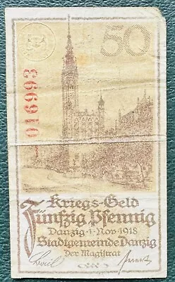 Gdansk 50 Pfennig 01.11.1918 War Money Banknote K210324AE • £36.14