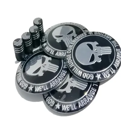 4 Valve Tire Stem Caps Flag+4 Skull Wheel Cap Hub Sticker Decal For Car • $14.17