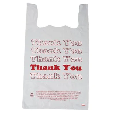 Large Plastic Thank You Bags (T-Shirt Bags) 18  X 8  X 30  - Case Of 500 • $40