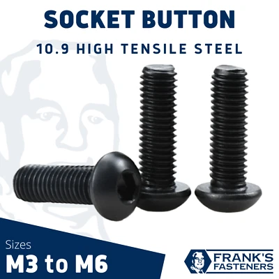 £2.80 • Buy 🇬🇧 M3 M4 M5 M6 Socket Button Head Screws 10.9 High Tensile Black Allen Bolts
