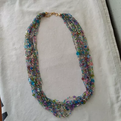 $9.99 • Buy Joan Rivers Necklace Multi Strand Crystal Glass Beads Multi Color Pastel Czech