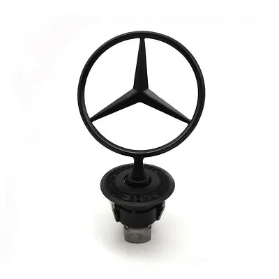 Front Hood Ornament Mounted Star Emblem Black Fit For Mercedes Benz C E S AMG • $15.39