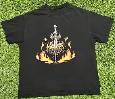 $38.69 • Buy Vintage 2003 Korn Fire Sword Flames Skulls Metal Band T-Shirt Men's M Black
