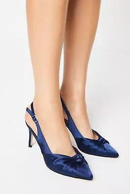 WALLIS Ember Satin Knot Front Slingback Court Shoes • £44