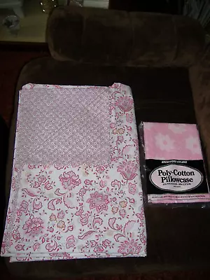 Duvet Cover  M&S & VTG Mismatched Pink Floral Pillowcase Single Bed Size. • £10.50