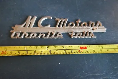 Vintage Car Dealer Metal Emblem MC Motors Granite Falls Minnesota Lot 23-53-B • $19.99