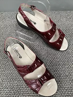 PADDERS 'Peace' Burgundy Patent Leather Adjustable Dbl Strap Wide Fit Sandal UK7 • £9.99